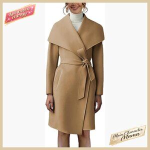 Chic Trench Coat Lapel Collar Long Jacket Open Front Belted Overcoat with